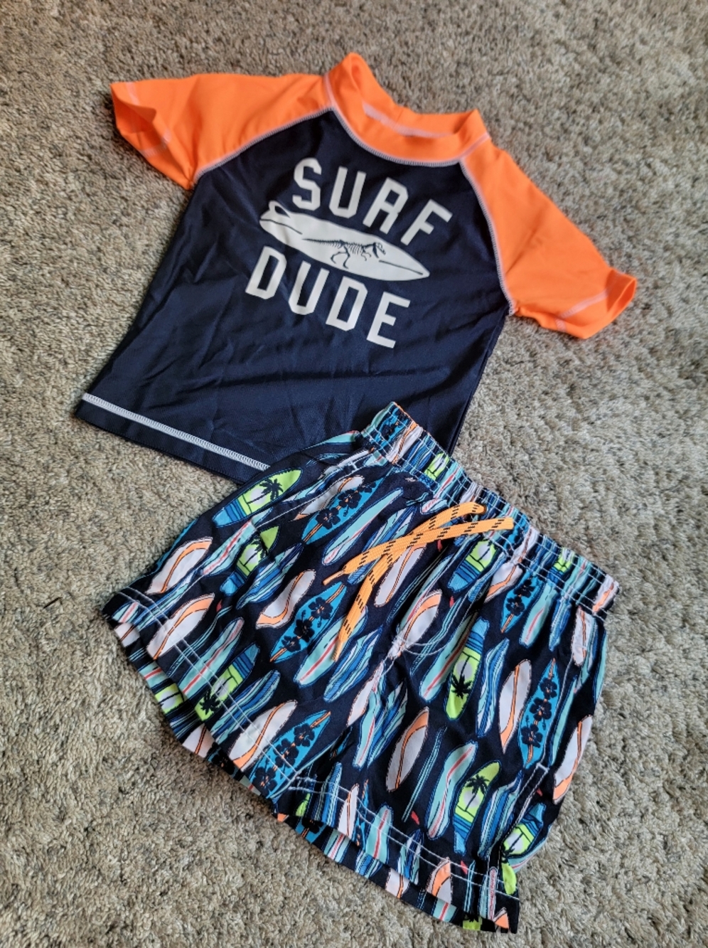 Carter's Navy Blue & Orange Boys Rashguard Set 24M